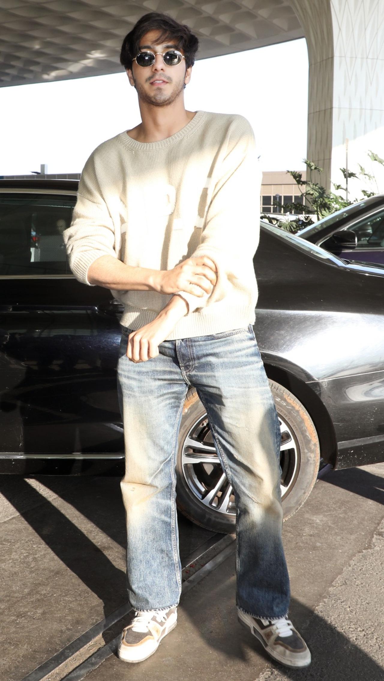 Saiyaara star Ahaan Panday was also papped at the airport as he arrived to fly out of the bay.